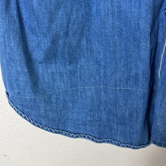 Zara The Erin Denim Wrap Asymmetric Mini Dress size M - Picture 9 of 13